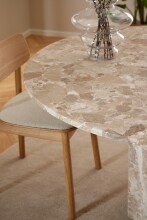 Säulen-Esstisch >Naxos< "rund" in matt Latte, Marmor - 75x130cm (HxD)