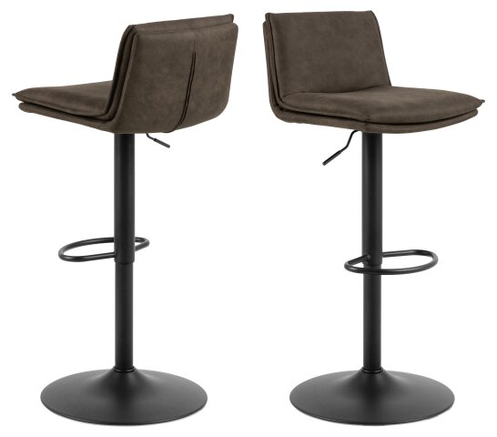 Barhocker >Flynn< (2er-Set) in Grau, Polyester, Stahl - 44x107x53cm (BxHxT)