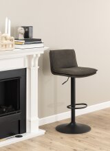 Barhocker >Flynn< (2er-Set) in Grau, Polyester, Stahl - 44x107x53cm (BxHxT)