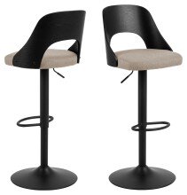 Barhocker >Lucy< (2er-Set) in sand, Polyester, Stahl - 47x113x50,5cm (BxHxT)