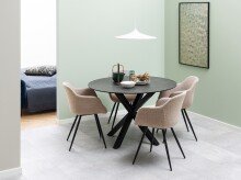 Esstisch >Heaven< in schwarz, Glas-Keramik, Stahl - 75,5x119cm (HxD)