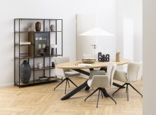Esstisch >Heaven< in Wildeiche, MDF, Stahl - 220x75,5x100cm (BxHxT)