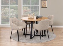 Armlehnstuhl >Brenda< (2er-Set) in Beige, Stoff, Stahl - 59x84,5x54,5cm (BxHxT)