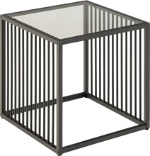 Beistelltisch >Strington< in Grau, Glas, Stahl - 40x40x40cm (BxHxT)