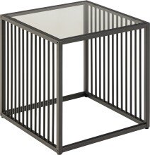 Beistelltisch >Strington< in Grau, Glas, Stahl - 40x40x40cm (BxHxT)