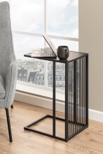 Beistelltisch >Strington< in schwarz, MDF, Stahl - 35x63x43cm (BxHxT)