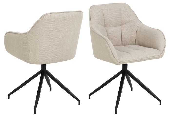 Armlehnstuhl >Brenda< in Beige, Polyester, Stahl - 58x84,5x54,5cm (BxHxT)