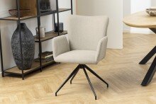 Armlehnstuhl >Laura< (2er-Set) in Beige, Polyester, Stahl - 57x86x61,5cm (BxHxT)