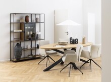 Armlehnstuhl >Laura< (2er-Set) in Beige, Polyester, Stahl - 57x86x61,5cm (BxHxT)