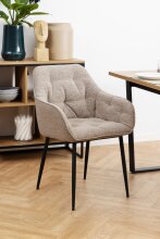 Armlehnstuhl >Brooke< (2er-Set) in Beige, Stoff, Stahl - 58x83x55cm (BxHxT)