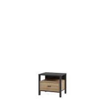 Nachtkommode >HIGH ROCK< in Schwarz  / Riviera Eiche Dekor, 1 Schublade - 54,8x48,7x40,2cm (BxHxT)