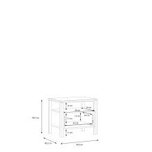 Nachtkommode >HIGH ROCK< in Schwarz  / Riviera Eiche Dekor, 1 Schublade - 54,8x48,7x40,2cm (BxHxT)