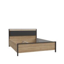 Bettgestell >HIGH ROCK< in schwarz , Riviera Eiche Dekor (Liegefläche 160x200cm) - 168,1x98,7x207,1cm (BxHxT)