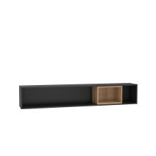 Wandregal >HIGH ROCK< in Schwarz / Riviere Eiche Dekor - 150,2x26x22,2cm (BxHxT)