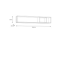 Wandregal >HIGH ROCK< in Schwarz / Riviere Eiche Dekor - 150,2x26x22,2cm (BxHxT)