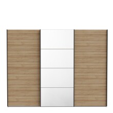 Schiebetürenschrank >HIGH ROCK< in Riviera Eiche Dekor mit Spiegel - 269,9x210,5x61,2cm (BxHxT)