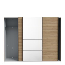 Schiebetürenschrank >HIGH ROCK< in Riviera Eiche Dekor mit Spiegel - 269,9x210,5x61,2cm (BxHxT)