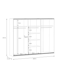Schiebetürenschrank >HIGH ROCK< in Riviera Eiche Dekor mit Spiegel - 269,9x210,5x61,2cm (BxHxT)