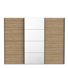 Schiebetürenschrank >HIGH ROCK< in Riviera Eiche Dekor mit Spiegel - 269,9x210,5x61,2cm (BxHxT)