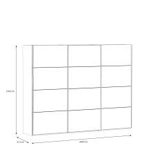 Schiebetürenschrank >HIGH ROCK< in Riviera Eiche Dekor mit Spiegel - 269,9x210,5x61,2cm (BxHxT)