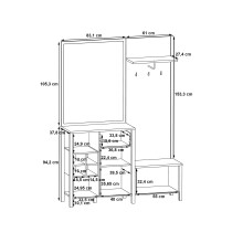 Kompaktgarderobe >HIGH ROCK< in Schwarz / Riviera Eiche Dekor - 144,5x200x40,2 (BxHxT)