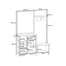 Kompaktgarderobe >HIGH ROCK< in Schwarz / Riviera Eiche Dekor - 144,5x200x40,2 (BxHxT)