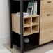 Kompaktgarderobe >HIGH ROCK< in Schwarz / Riviera Eiche Dekor - 144,5x200x40,2 (BxHxT)