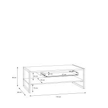 Couchtisch >HIGH ROCK< in Riviera Eiche Dekor mit Schublade - 111x40x60cm (BxHxT)