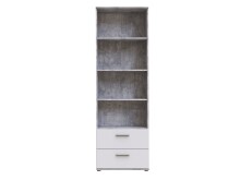 Bücherregal >LUPO< mit 2 Schubladen und 4 Böden in Betonoptik Lichtgrau - 60,2x187,9x34,8cm (BxHxT)