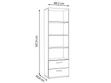 Bücherregal >LUPO< mit 2 Schubladen und 4 Böden in Betonoptik Lichtgrau - 60,2x187,9x34,8cm (BxHxT)