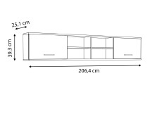Wandregal >LUPO< in Betonoptik Lichtgrau/ Weiß - 206,4x39,3x25,1cm (BxHxT)