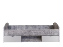 Stauraumbett >LUPO< Liegefläche 90x200cm in Betonoptik Lichtgrau/ Weiß - 96x65x203,6cm (BxHxT)