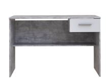 Schreibtisch >LUPO< mit Schublade in Weiss/Betonoptik Lichtgrau  - 110x72,3x52cm (BxHxT)