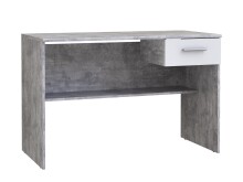 Schreibtisch >LUPO< mit Schublade in Weiss/Betonoptik Lichtgrau  - 110x72,3x52cm (BxHxT)