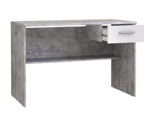 Schreibtisch >LUPO< mit Schublade in Weiss/Betonoptik Lichtgrau  - 110x72,3x52cm (BxHxT)