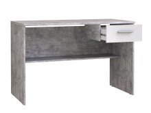 Schreibtisch >LUPO< mit Schublade in Weiss/Betonoptik Lichtgrau  - 110x72,3x52cm (BxHxT)