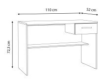 Schreibtisch >LUPO< mit Schublade in Weiss/Betonoptik Lichtgrau  - 110x72,3x52cm (BxHxT)