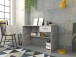Schreibtisch >LUPO< mit Schublade in Weiss/Betonoptik Lichtgrau  - 110x72,3x52cm (BxHxT)