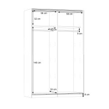 Schiebetürenschrank >LUPO< in Weiss / Betonoptik Lichtgrau  - 120x190,5x61,2 (BxHxT)