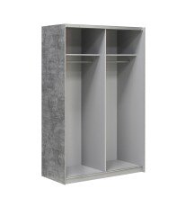 Schiebetürenschrank >LUPO< in Weiss / Betonoptik Lichtgrau  - 120x190,5x61,2 (BxHxT)
