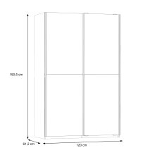 Schiebetürenschrank >LUPO< in Weiss / Betonoptik Lichtgrau  - 120x190,5x61,2 (BxHxT)