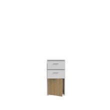Kommode >QUADRO 2< mit 2 Schubladen und 1 Tür, in Weiss / Lamela Eiche Dekor - 48,8x95,1x40cm (BxHxT)