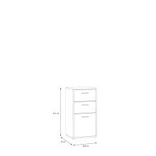 Kommode >QUADRO 2< mit 2 Schubladen und 1 Tür, in Weiss / Lamela Eiche Dekor - 48,8x95,1x40cm (BxHxT)