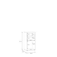 Kommode >QUADRO 2< mit 2 Schubladen und 1 Tür, in Weiss / Lamela Eiche Dekor - 48,8x95,1x40cm (BxHxT)
