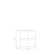 Kommode >QUADRO 2< mit 4 Türen, in grau / Lamela Eiche Dekor - 93,5x95,1x40cm (B/H/T)