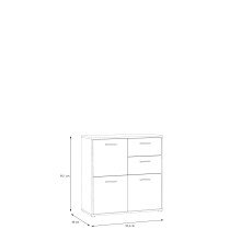 Kommode >QUADRO 2< mit 3 Türen und 2 Schubladen, in Weiss / Lamela Eiche Dekor - 93,5x95,1x40cm (BxHxT)
