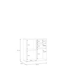 Kommode >QUADRO 2< mit 3 Türen und 2 Schubladen, in Weiss / Lamela Eiche Dekor - 93,5x95,1x40cm (BxHxT)