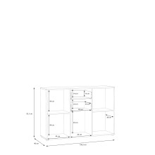 Sideboard >QUADRO 2< mit 5 Türen und 2 Schubladen, in grau / Lamela Eiche hell - 138,2x95,1x40cm (B/H/T)