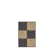 Highboard >QUADRO 2< mit 6 Türen, in / Lamela Eiche Dekor - 93,5x139,9x40cm (B/H/T)