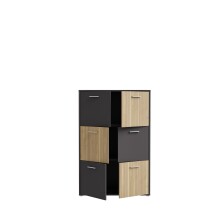 Highboard >QUADRO 2< mit 6 Türen, in / Lamela Eiche Dekor - 93,5x139,9x40cm (B/H/T)